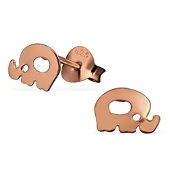 Elefant øredobber i rosabelagt sølv