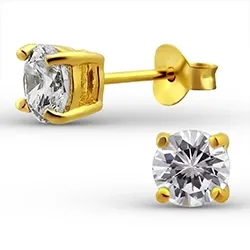 5 mm runde øredobber i forgylt sølv