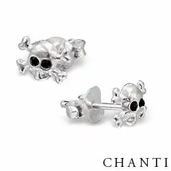 Dødningehode øredobber i sølv