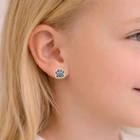 pote grå krystall øredobber i sølv - Little Ones