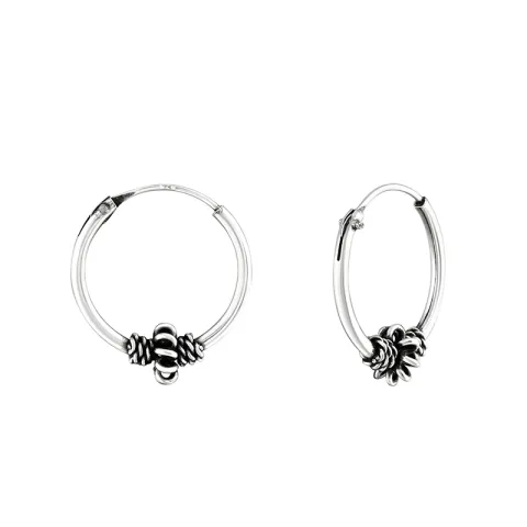 14 mm Bali creol i oksidert sterlingsølv
