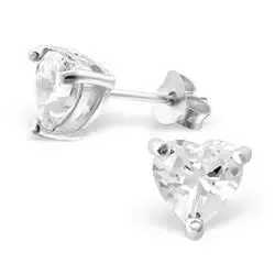Hjerte zirkon øredobber i sølv