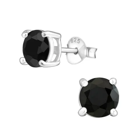 6 mm runde zirkon øredobber i sølv