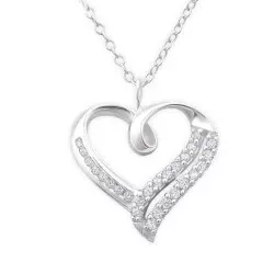 Hjerte halskjede i sølv med hjerteanheng i sølv
