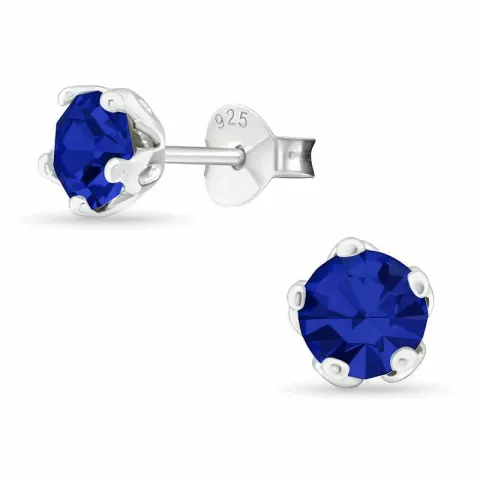 5 mm blå zirkon øredobber i sølv