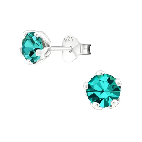 5 mm turkis zirkon ørekroker i sølv