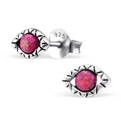 Evil eye ørestikker i oksidert sterlingsølv