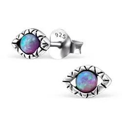 Evil eye øredobber i oksidert sterlingsølv