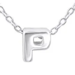 Bokstav p halskjede med anheng i sølv med anheng i sølv