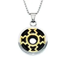 Rundt anheng med halskjede i Rustfritt stål med anheng i stål