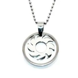 Rund halskjede med anheng i Rustfritt stål med anheng i stål