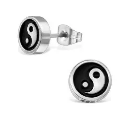 Yin og Yang øredobber i Rustfritt stål