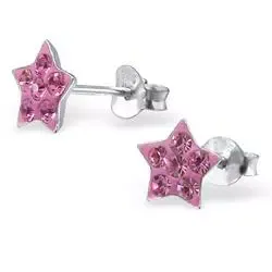 Stjerne krystall øredobber i sølv