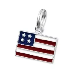 Amerikansk flagg charms til armbånd i sølv 