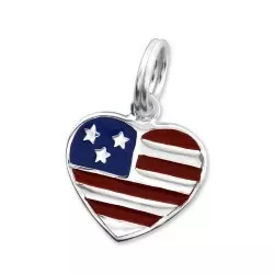 Amerikansk flagg charms i sølv 