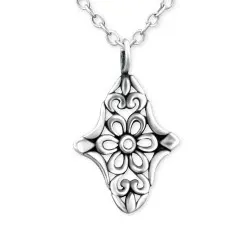 halskjede med anheng i sølv med anheng i oksidert sterlingsølv