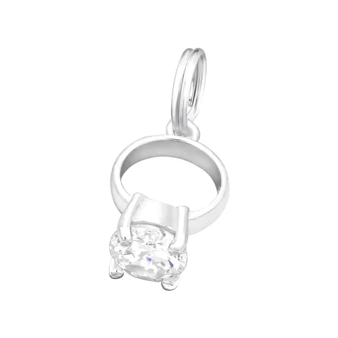 Diamantring charms anheng i sølv