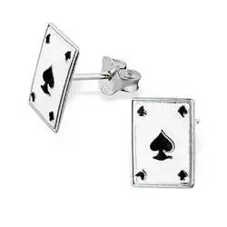 Spillkort ørestikker i sølv
