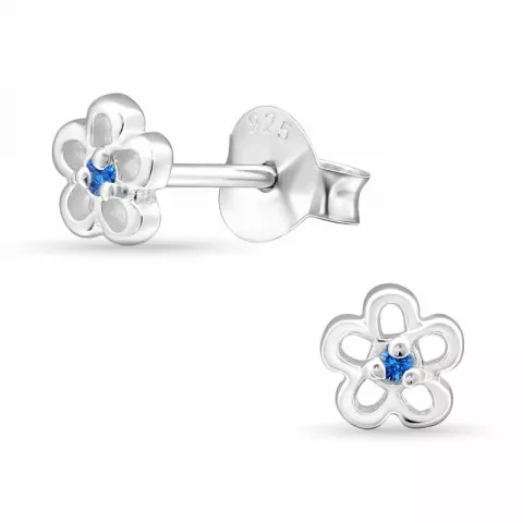 Blå blomst øredobber i sølv