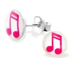 Note rosa øredobber i sølv