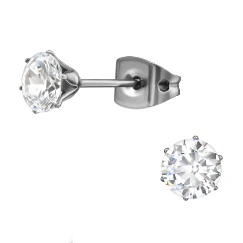 5 mm zirkon ørestikker i titanium