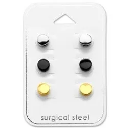 runde ørestikker i Rustfritt stål med forgylt stål med svart stål