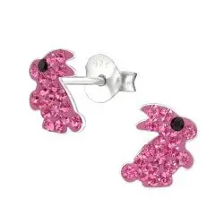 kanin rosa ørestikker i sølv