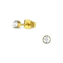 Hvite krystall ørestikker i forgylt stål