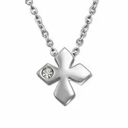 Kors krystall anheng med halskjede i Rustfritt stål