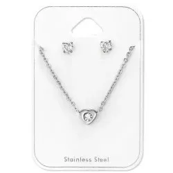hjerte sett med øredobber og halskjeder i Rustfritt stål