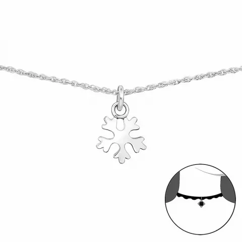 Lille snøfnugg halskjede i sølv med anheng i sølv