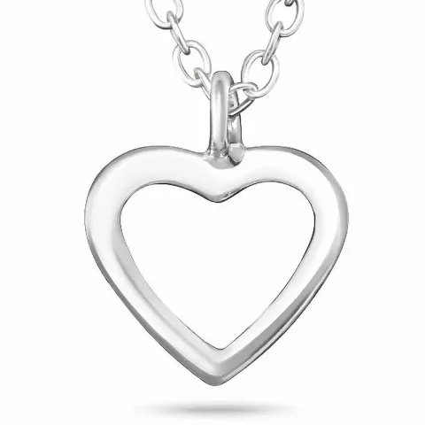 hjerte halskjede i sølv med hjerteanheng i sølv