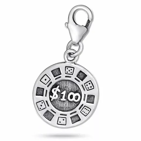Pokermynt charm i sølv