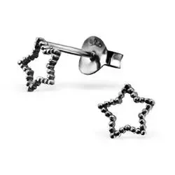 Liten stjerne øredobber i svart rodinert sølv