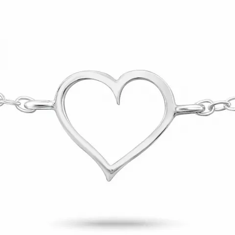 Hjerte armbånd i sølv med hjerteanheng i sølv
