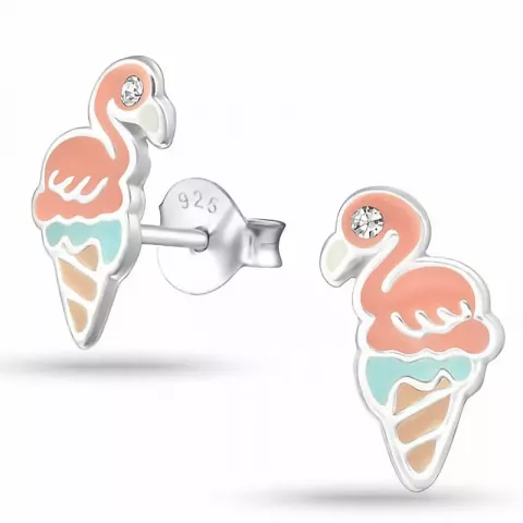flamingo øredobber i sølv