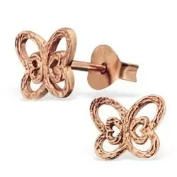 Sommerfugl øredobber i rosabelagt sølv