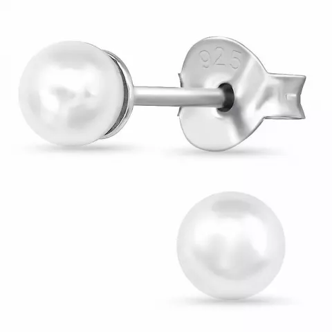 4 mm perle ørestikker i sølv
