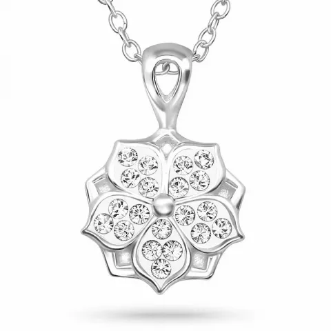 blomst krystall halskjede i sølv med anheng i sølv