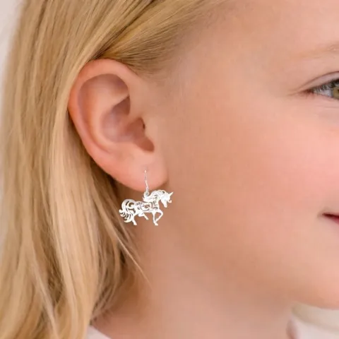 enhjørning øredobber i sølv - Little Ones