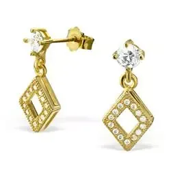 Firkantet øredobber i forgylt sølv