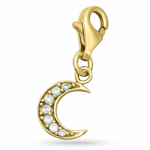 Måne zirkon charms i forgylt sølv