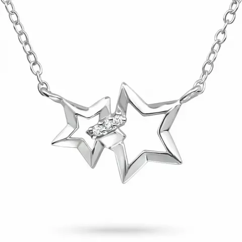 Stjerne zirkon halskjede i sølv med anheng i sølv