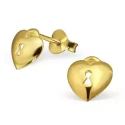 Hjerte øredobber i forgylt sølv