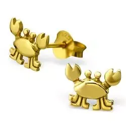 Krabbe ørestikker i forgylt sølv