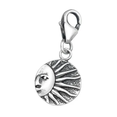 sol charm i oksidert sterlingsølv