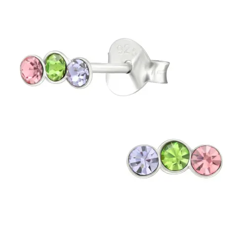 multifargede krystall øredobber i sølv - Little Ones