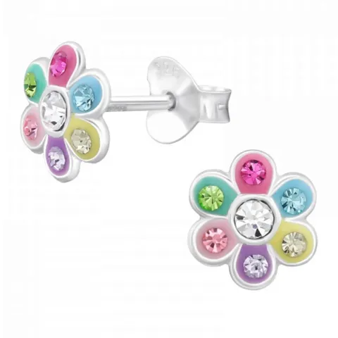 blomst krystall øredobber i sølv - Little Ones