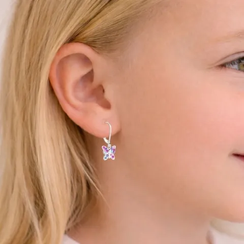 sommerfugl multifargede creol i sølv - Little Ones