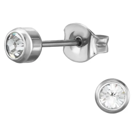 4 mm krystall ørestikker i titanium